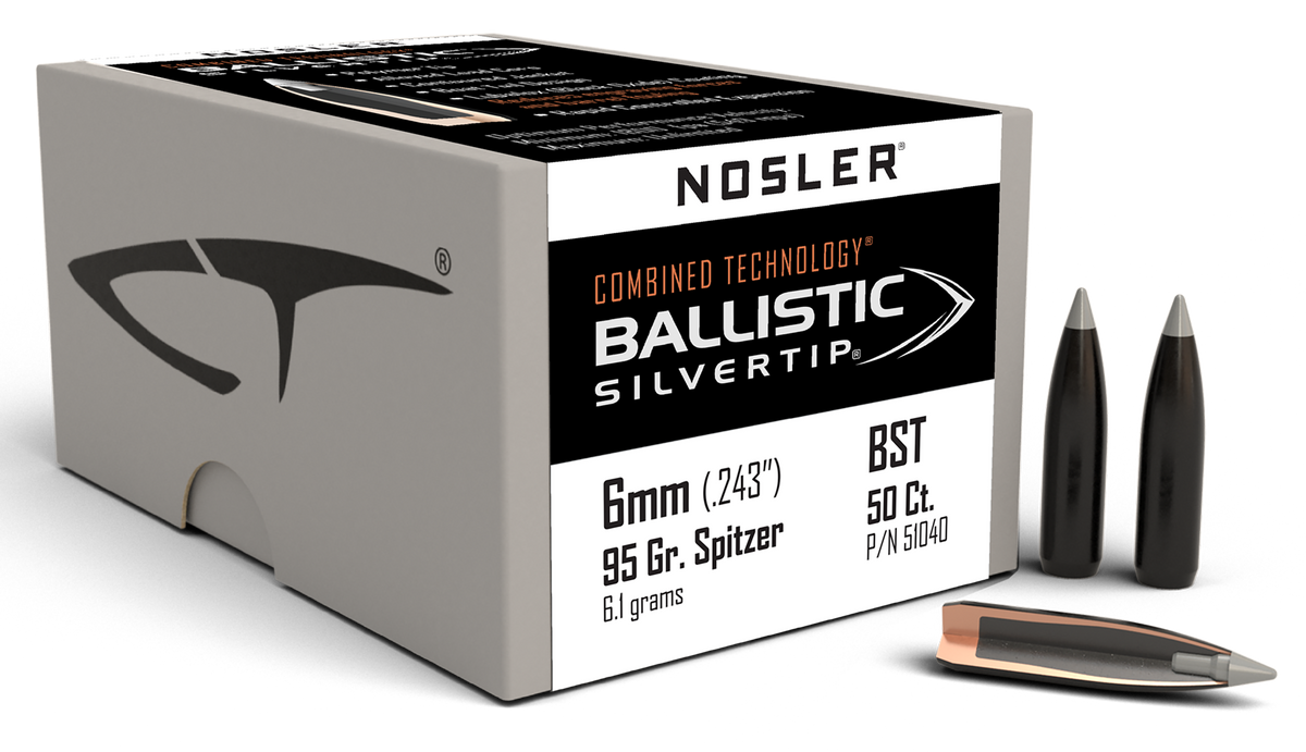 Nosler Ballistic Silvertip 6mm 95gr Spitzer Point 50/Box