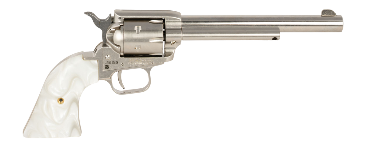 Heritage Mfg Rough Rider 22 LR 6.50" 6-Shot SAO Revolver - Nickel/White Pearl