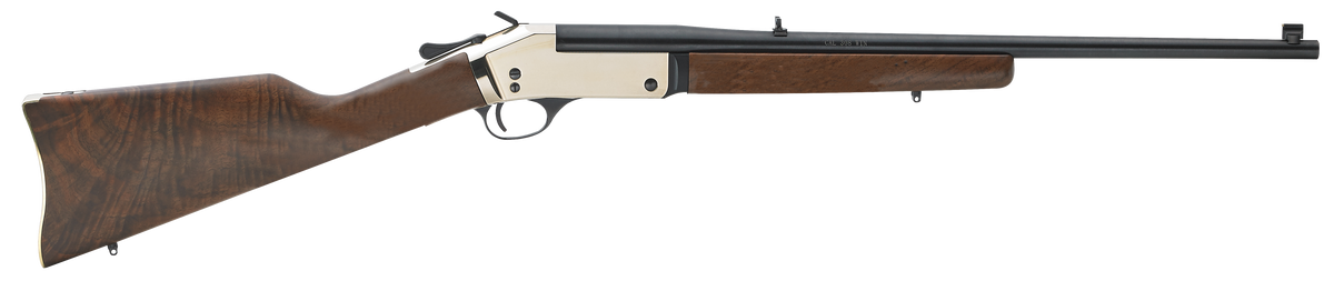 Henry H015B357 Single Shot .357 Mag/.38 Special 22" 1-Rd Break-Open Rifle - Polished Brass Receiver, American Walnut Stock