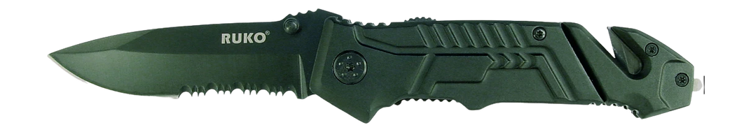 Rynoblade Knives RUKO 440A 3.25" Folding Knife Black Rubber Handle