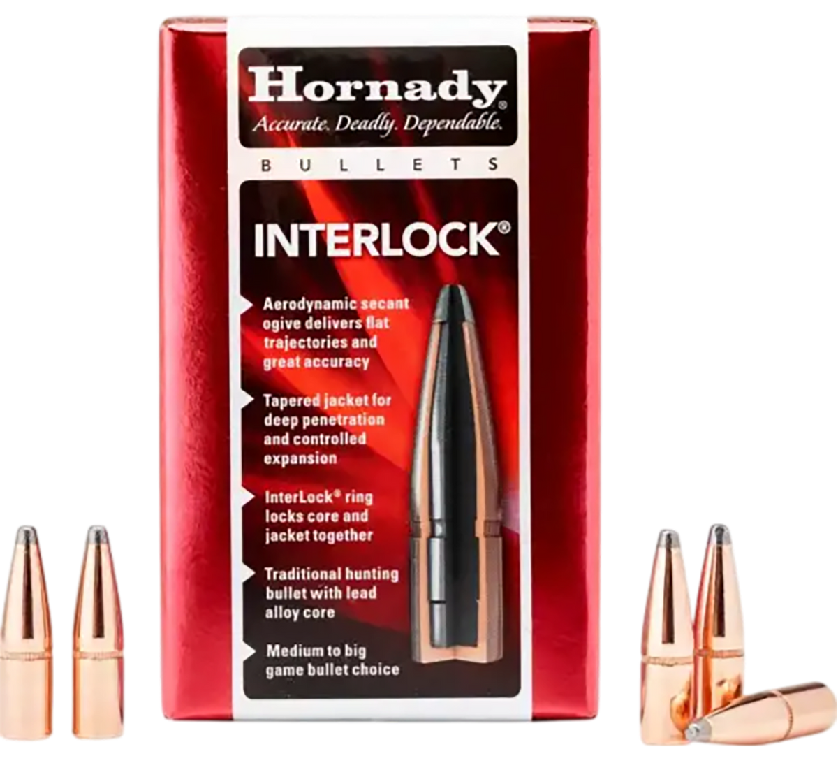 Hornady InterLock .308 170gr Flat Point Reloading Bullets - 100/Box