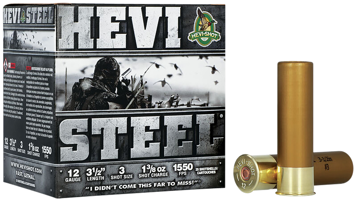 Hevishot HEVI-Steel 12 Gauge 3.5\" 1-3/8 oz 3 Shot 1550 fps - Box or Case