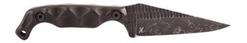 Stroup Knives Bravo 5 3.5" Fixed Blade Plain Edge 1095 Carbon Steel Acid Etched - Black G10 Handle