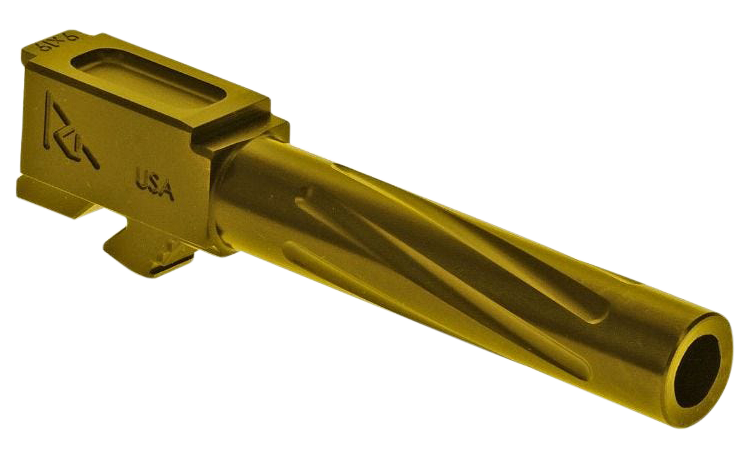 Rival Arms Precision V1 Match Grade 9mm Luger 4.02" Fluted Gold PVD Drop-In Barrel - Glock 19 Gen5
