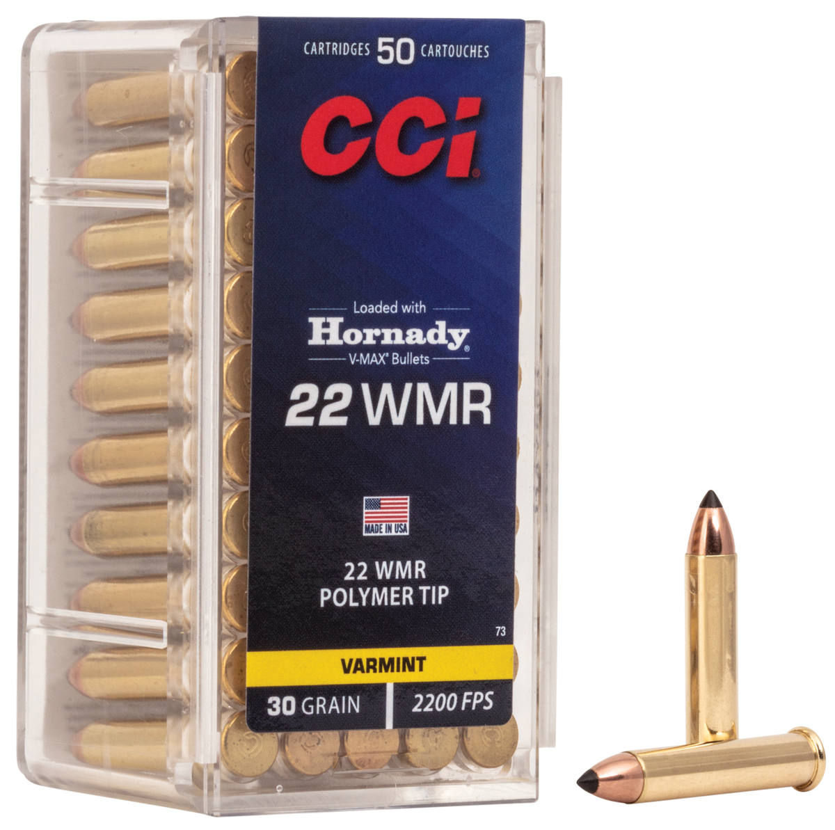CCI 0073 VMAX 22 WMR 30gr V-Max Polymer Tip - Box or Case