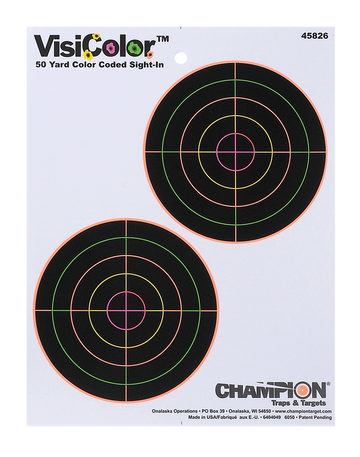 Champion Targets VisiColor 5" Double Bullseye Paper Self-Adhesive Target 8.5" x 11" Multi-Color 10 Pack