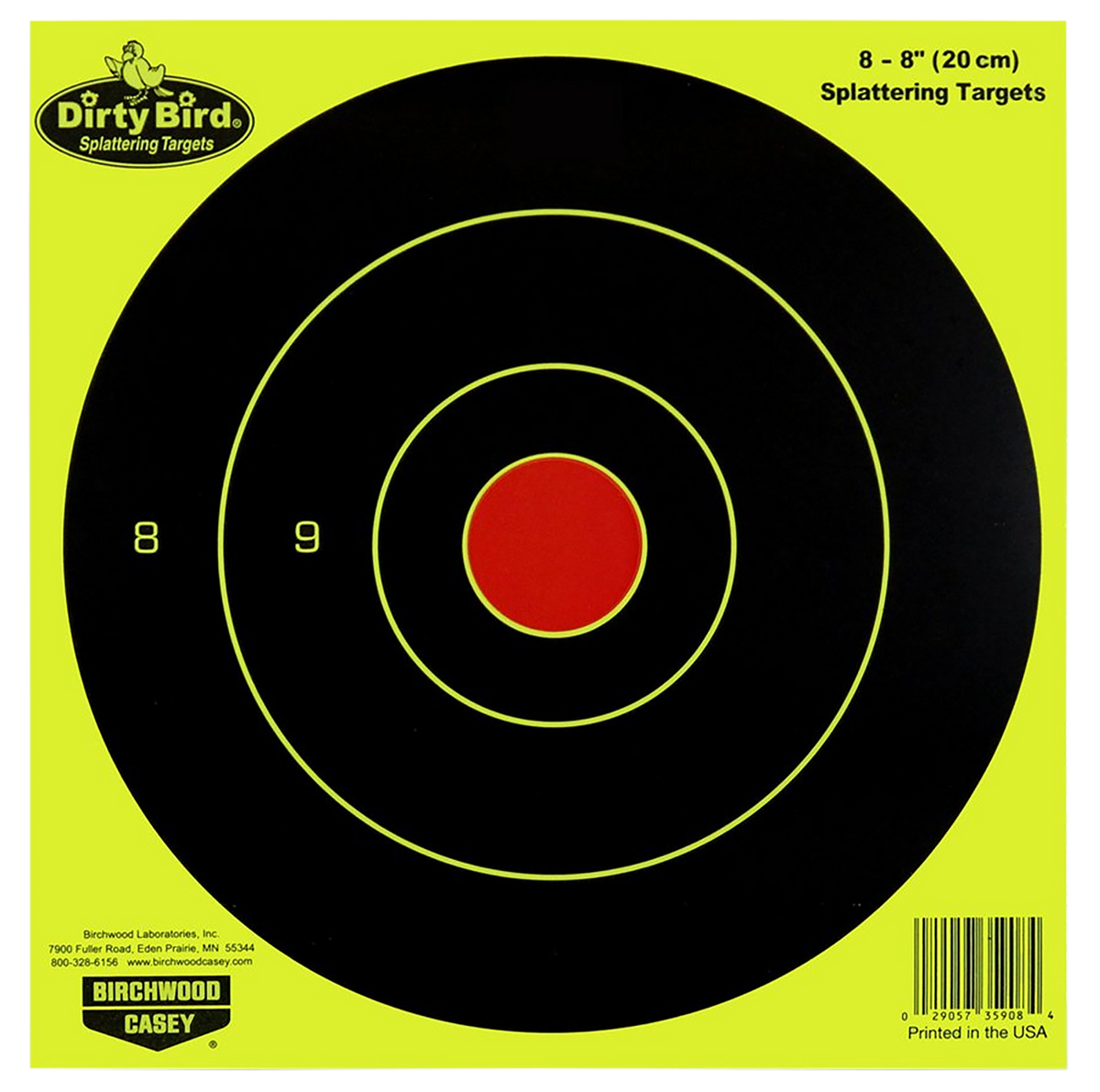 Birchwood Casey 35950 Dirty Bird 8" Bullseye Hanging Paper Target Black/Yellow 50 Per Pkg