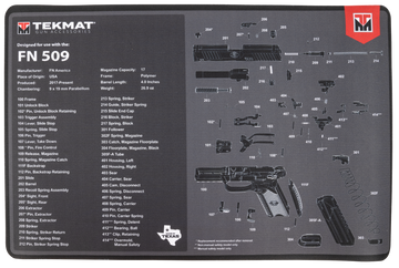 TekMat FN 509 Cleaning Mat 11x17 in Rubber Black/Gray w/ Parts Diagram