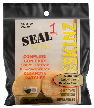 Seal 1 SS-09 Seal SKINZ Cleaning Patches .22-.270 Cal 1.25" Cotton
