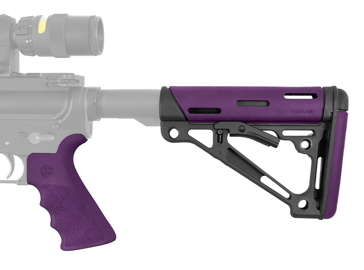 Hogue 15655 OverMolded 2-Piece Kit Purple Rubber Collapsible Stock w/ Beavertail Grip for AR-15/M16/M4