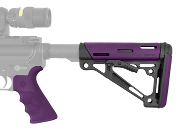 Hogue 15655 OverMolded 2-Piece Kit Purple Rubber Collapsible Stock w/ Beavertail Grip for AR-15/M16/M4