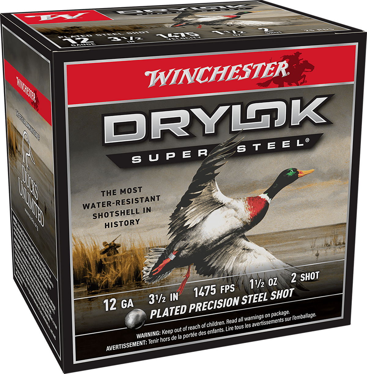 Winchester Ammo Drylok Super Steel High Velocity 12 Gauge 3.5" 1-1/2 oz #2 Shot 25 Rounds - Box or Case