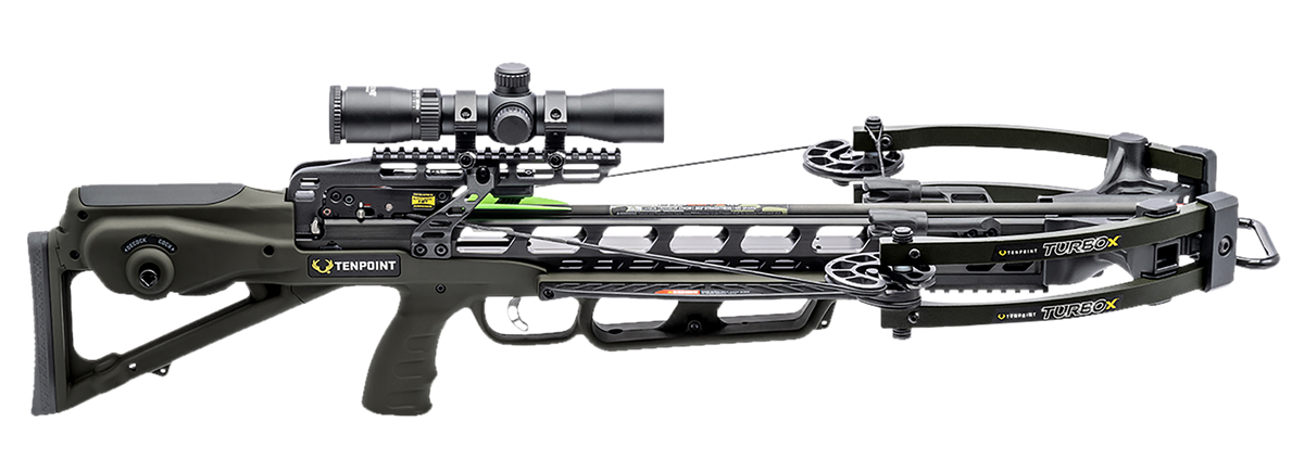 TenPoint Turbo X Crossbow 33.25" 230 lb Draw Moss Green 415 fps w/ ACUslide & RangeMaster 100