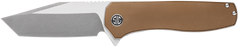 Eikonic Knife Company Xiphos 3.40" Folding Modified Tanto Plain Edge Nitro-V Coyote Brown G10 Handle