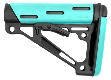 Hogue 13440 OverMolded Collapsible Buttstock AR-15/M16 Mil-Spec Black/Aqua