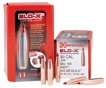 Hornady ELD-X 30 Cal .308 220 gr Reloading Bullets - 100 Per Box