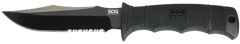 S.O.G Seal Pup Elite 4.85" Fixed Clip Point Part Serrated AUS-8A Black TiCN GRN Handle