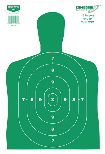 Birchwood Casey EZE-Scorer BC-27 Silhouette Paper Target 12x18 100 Per Pkg