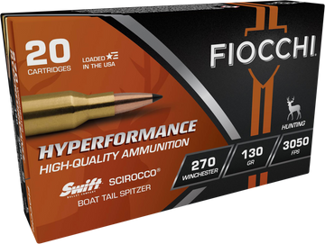 Fiocchi Hyperformance 270 Win 130gr Swift Scirocco II Bonded 20 Bx/10 Cs - Box or Case