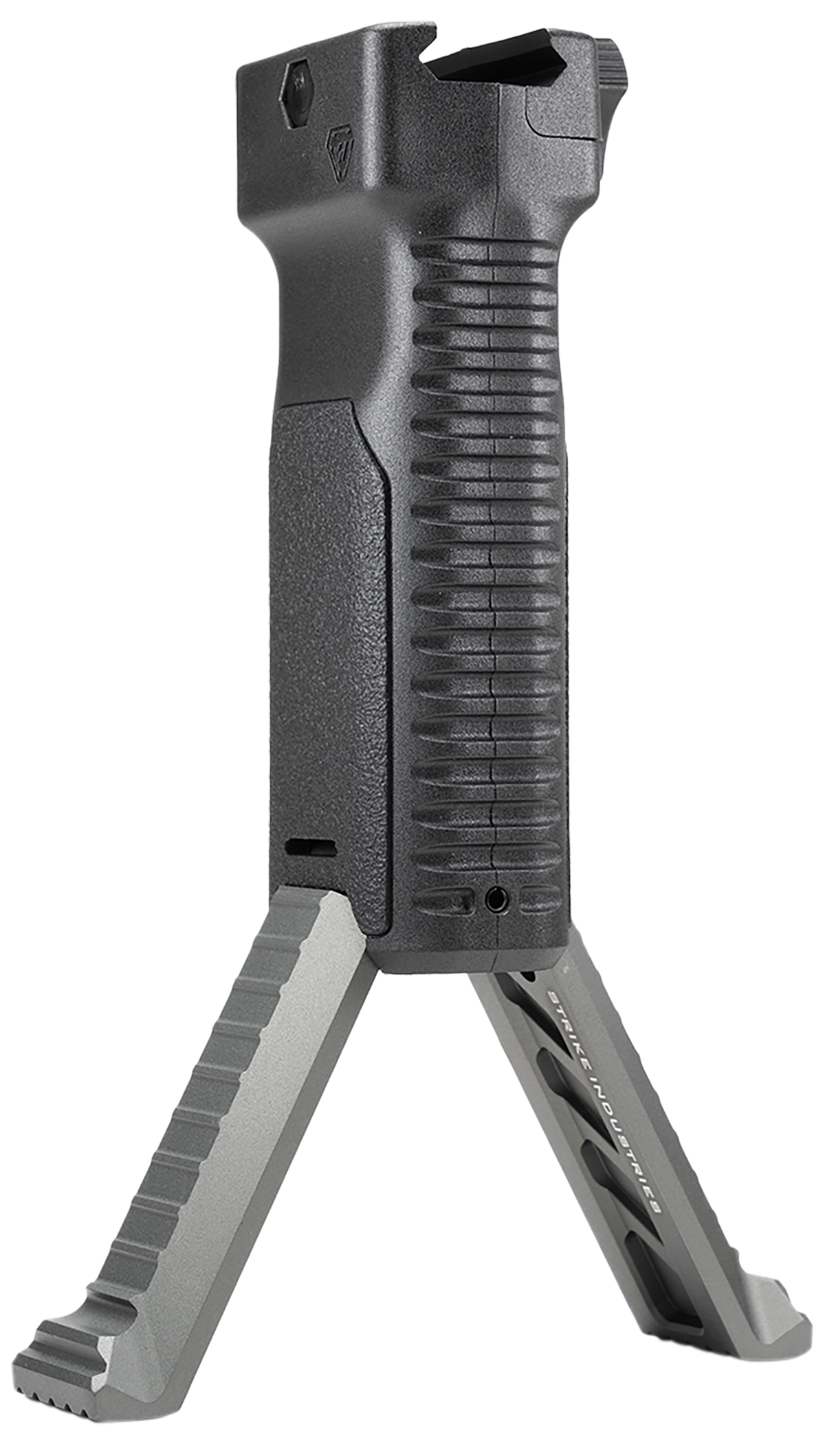 Strike Industries Bipod Grip Gray Polymer w/ Aluminum Legs - AR-15 Picatinny