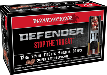 Winchester Ammo Defender 12 Gauge 2.75" 9 Pellets 00 Buck Shot - Box or Case