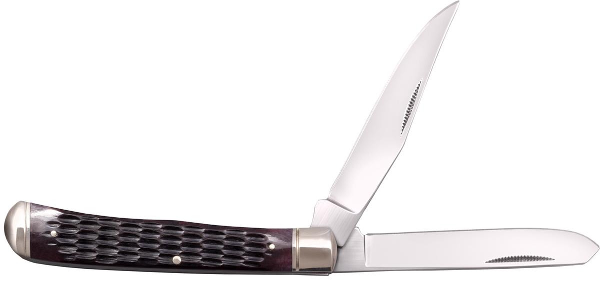 Cold Steel Trapper 3" Folding Plain Edge Clip/Spey 8Cr13MoV SS Brown Jigged Bone Handle