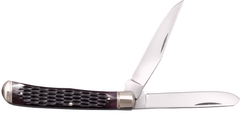 Cold Steel Trapper 3" Folding Plain Edge Clip/Spey 8Cr13MoV SS Brown Jigged Bone Handle