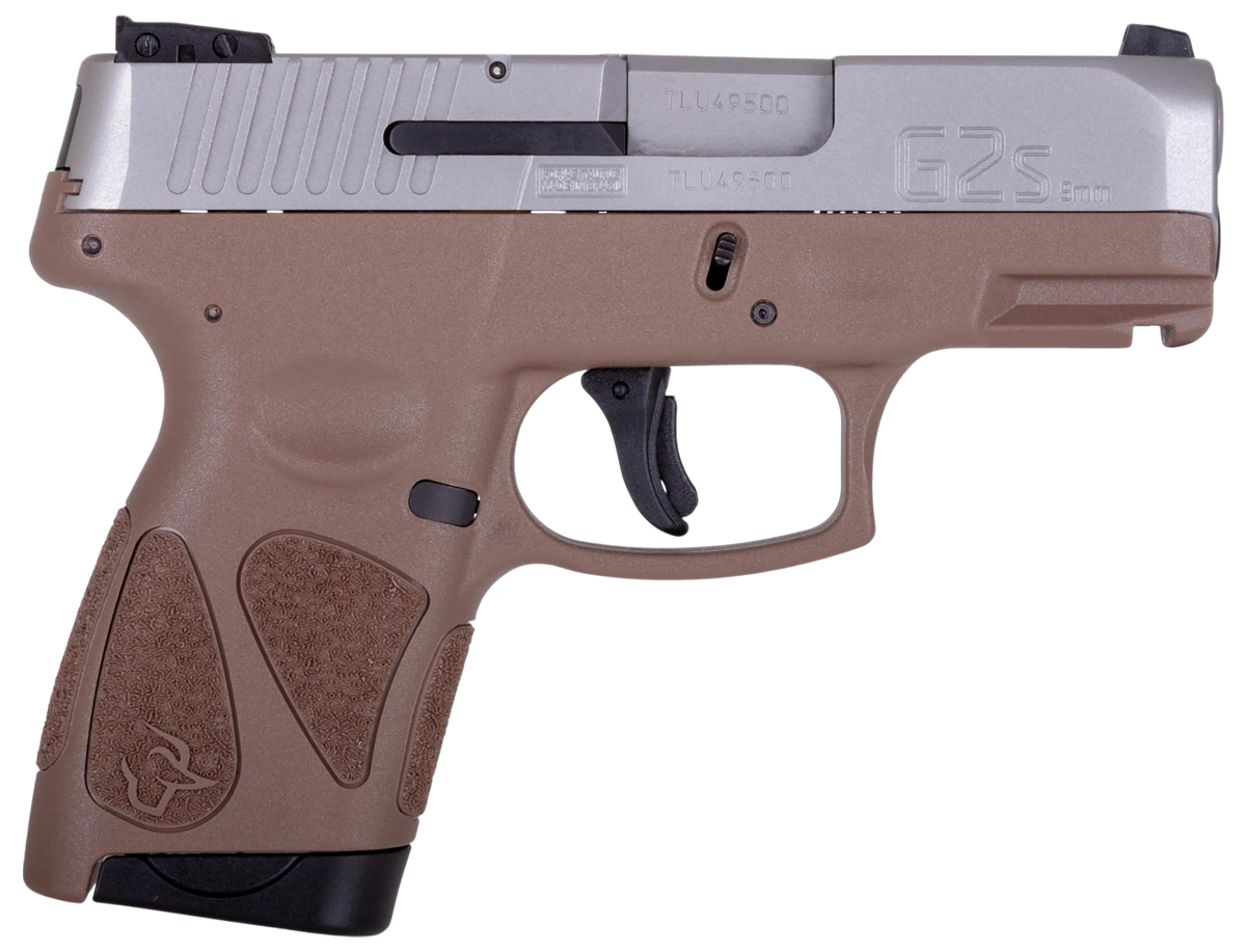 Taurus G2S 9mm Luger 3.26" 7+1 Semi-Auto Pistol - Black/Stainless Slide, Brown Polymer Frame