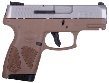 Taurus G2S 9mm Luger 3.26" 7+1 Semi-Auto Pistol - Black/Stainless Slide, Brown Polymer Frame