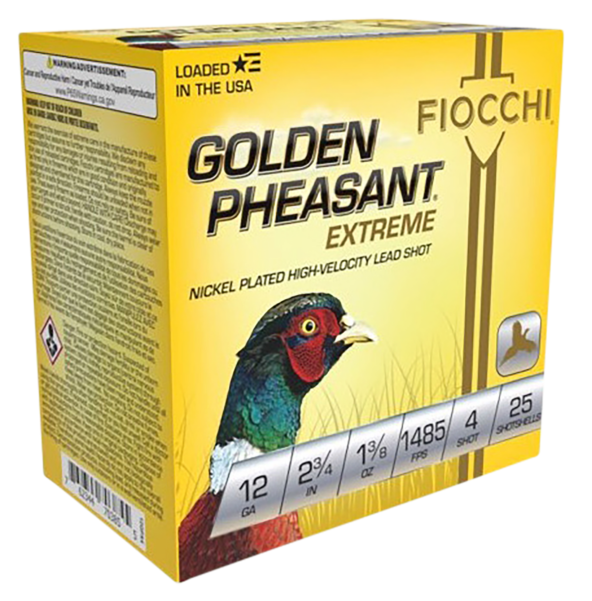 Fiocchi Golden Pheasant Extrema 12 Gauge 2.75" 1 3/8 oz #4 Shot - Box or Case