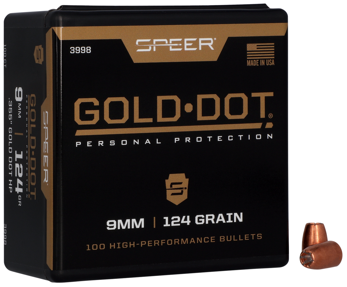 Speer Ammo Gold Dot Personal Protection 9mm Luger 124 gr Hollow Point Bullets - 100 Count