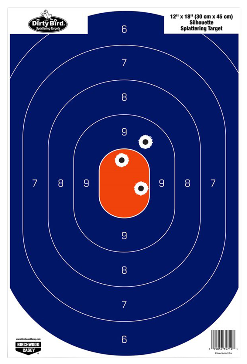 Birchwood Casey Dirty Bird Silhouette 12" x 18" Hanging Tagboard Target 8-Pack Blue/Orange
