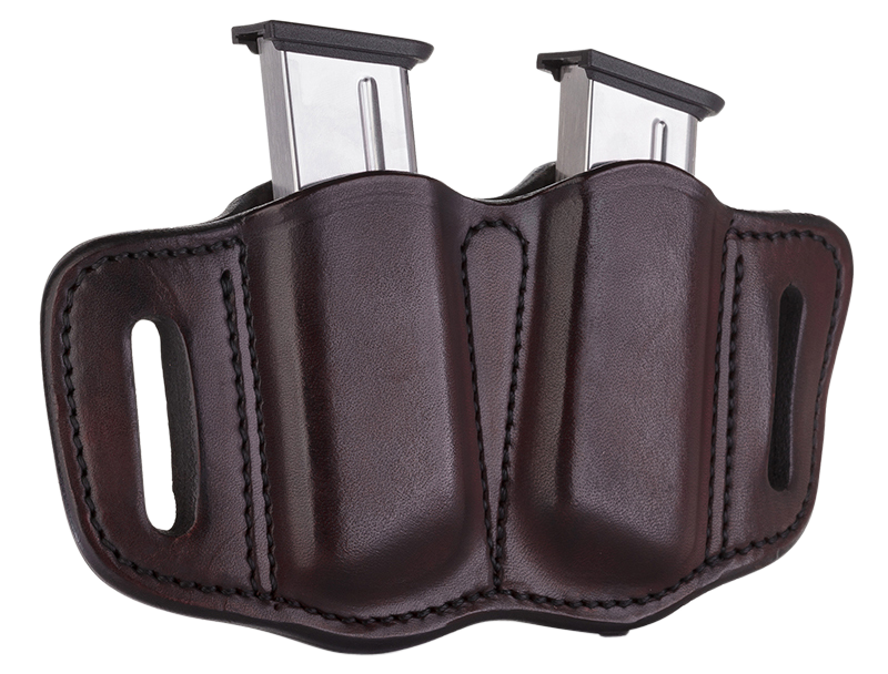 1791 Gunleather MAG2.1 Double Mag Holster Single Stack Signature Brown Leather Belt Slide