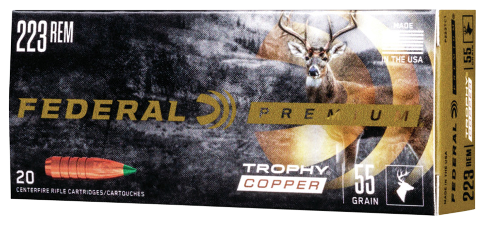 Federal Premium Trophy Copper .223 Rem 55 gr 20 Rd Polymer Tip - Box or Case