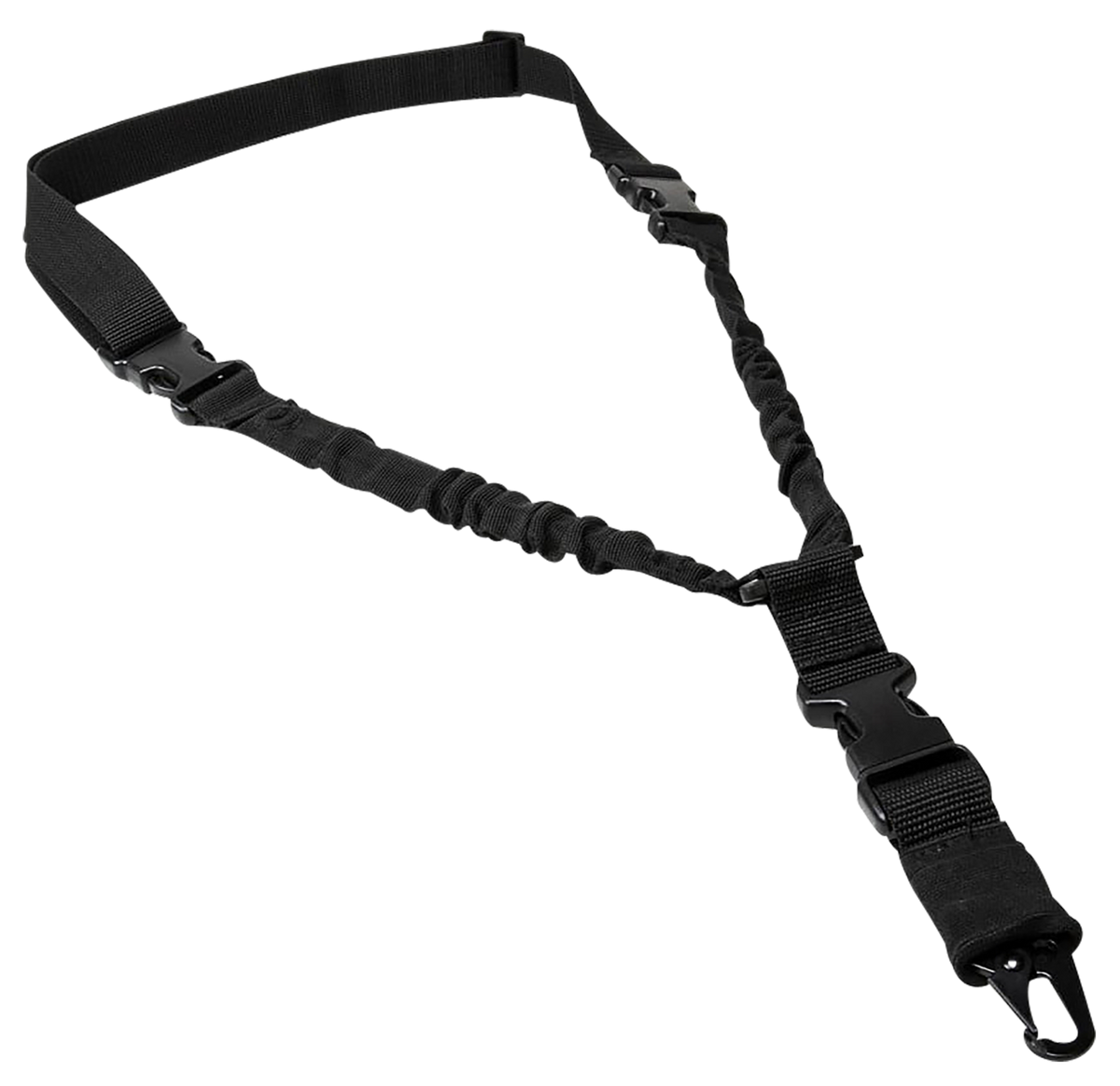 NcSTAR ADBS1PB Single Point Sling Deluxe Black Nylon 30"-38" Adjustable Bungee