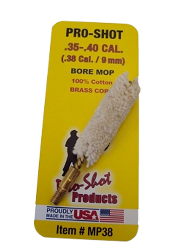 Pro-Shot MP38 Bore Mop .35-.40 Cal Pistol #8-32 Thread Cotton Brass Core