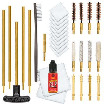 Otis Multi-Caliber Rifle Cleaning Kit .22-.30 Cal Bronze Brush - Includes FP-10 CLP