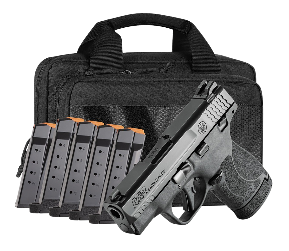 Smith & Wesson M&P Shield Plus Bundle 9mm Luger 3.10" 13+1 Semi-Auto Pistol - Thumb Safety, 6 Mags & Bag