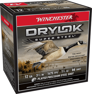 Winchester Ammo Drylok Super Steel High Velocity 12 Gauge 3.5" 1-1/2 oz BB Shot 25 Rd - Box or Case