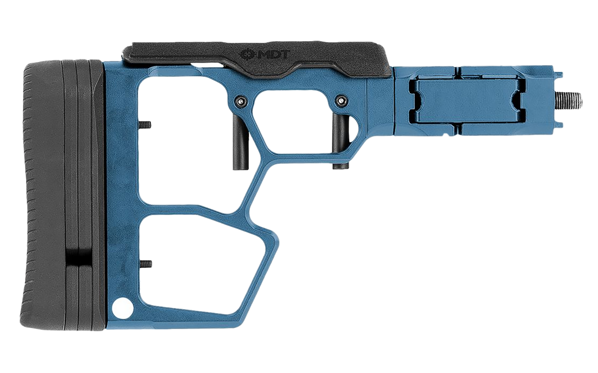 MDT Sporting Goods SRS-XF Premier Folding Buttstock Skeleton Stock XTN Interface - Titanium Blue Cerakote