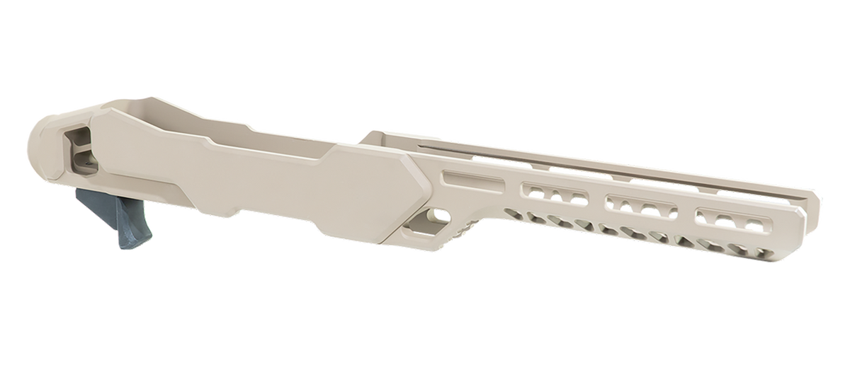 Timber Creek Outdoors Enforcer Rifle Chassis Ruger 10/22 FDE Aluminum - MSR Buffer Tube Compatible
