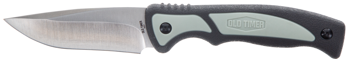 Old Timer Trail Boss 3.70" Fixed Drop Point Plain Stainless Steel Blade TPE Handle - with Sheath
