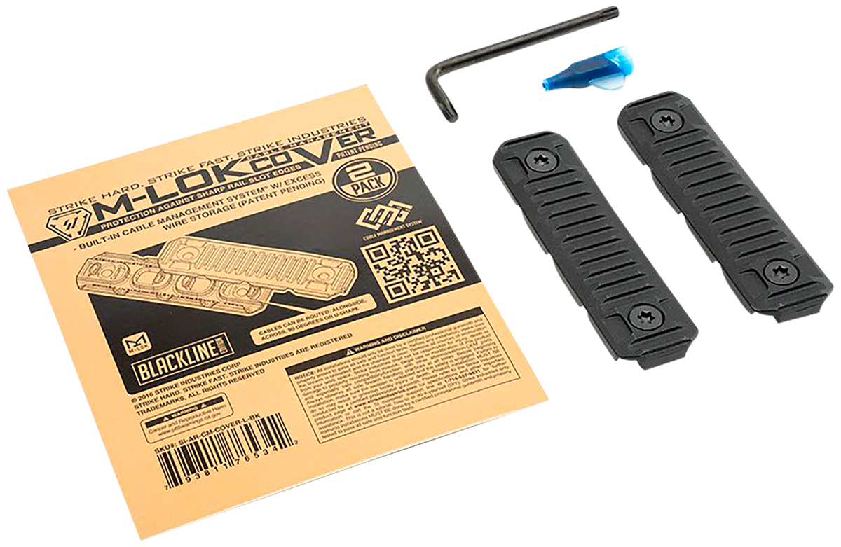 Strike Industries M-LOK Cable Management Cover Long 3.14" Black Polymer 2-Pack