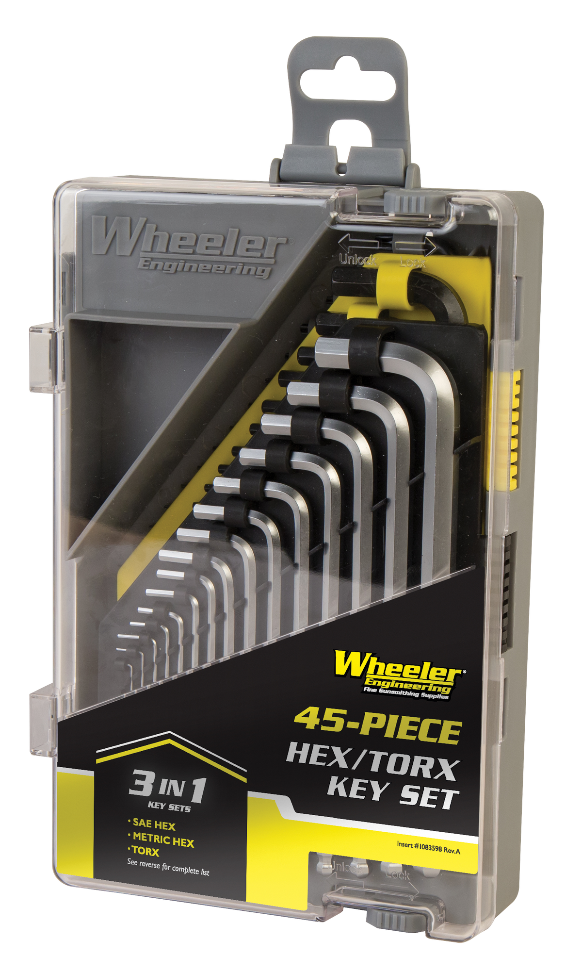 Wheeler 1081959 SAE/Metric Hex & Torx Key Set Silver Steel 45-Piece