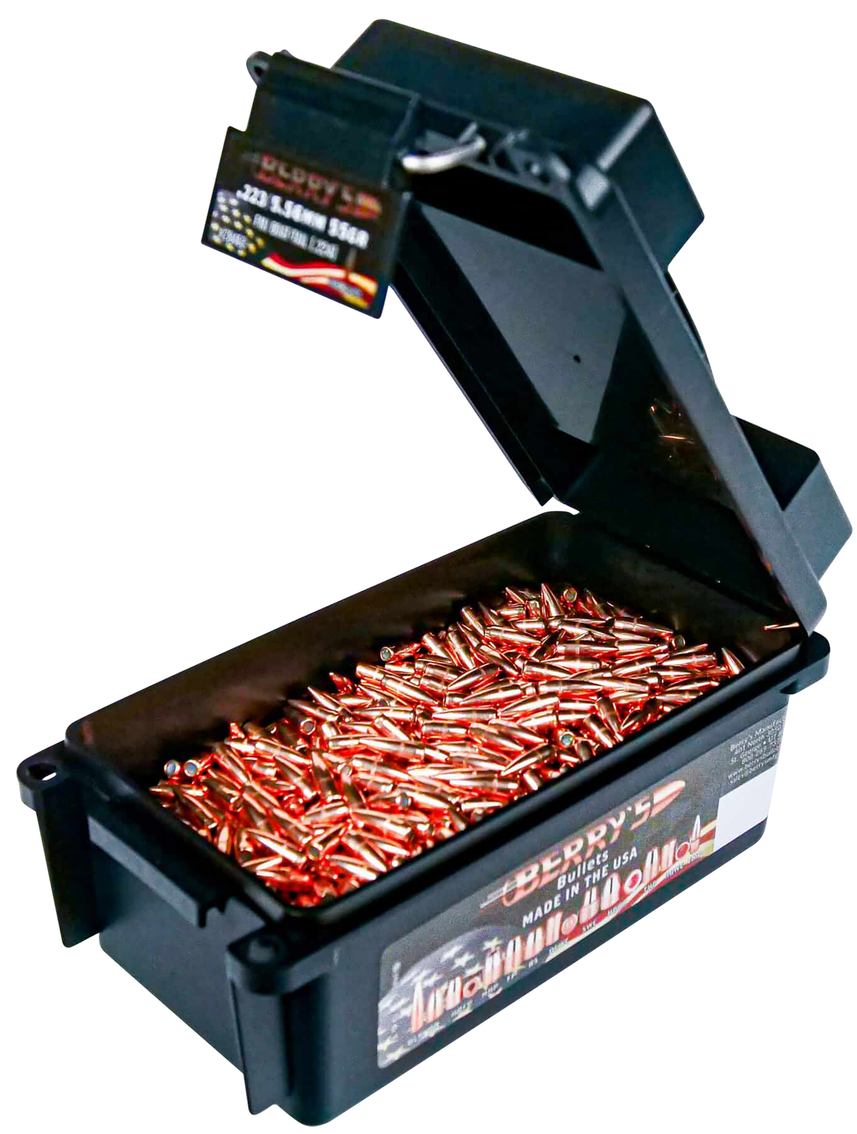 Berry's Superior .223 Rem/5.56x45mm NATO 55gr Full Metal Jacket Boat Tail Reloading Bullets - 1500 Round