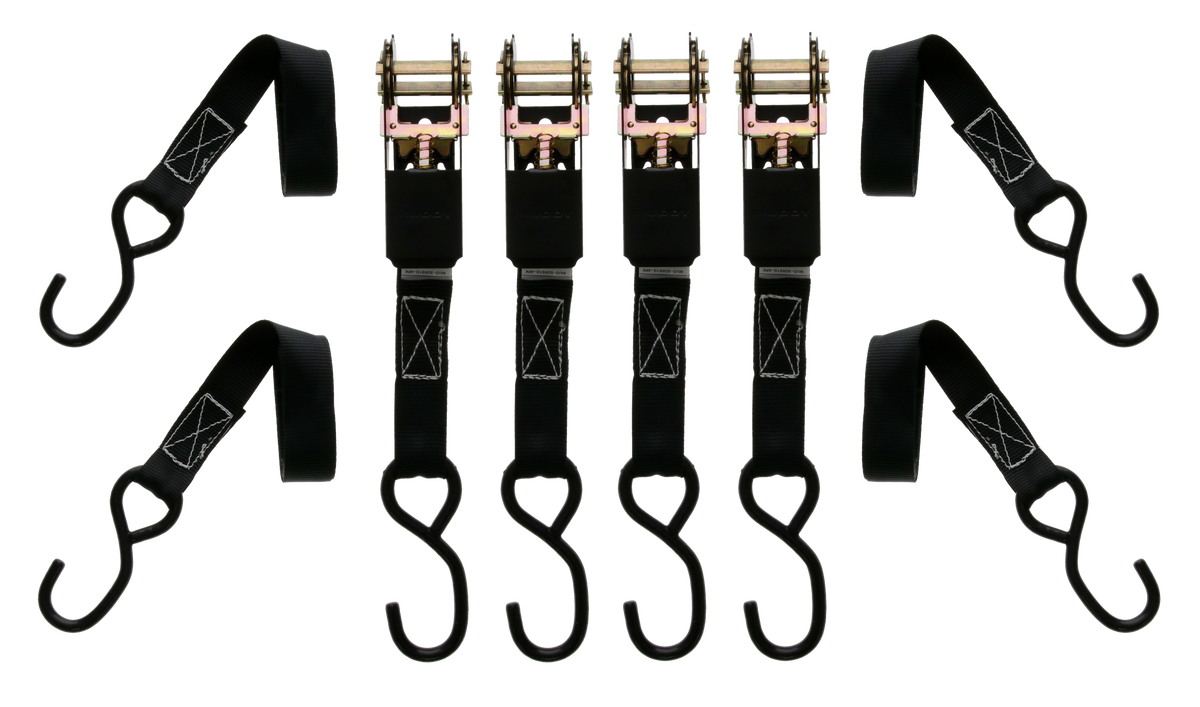 Walkers Game Ear Muddy 1" x 10' Standard Duty Ratchet Strap - 4 Pack