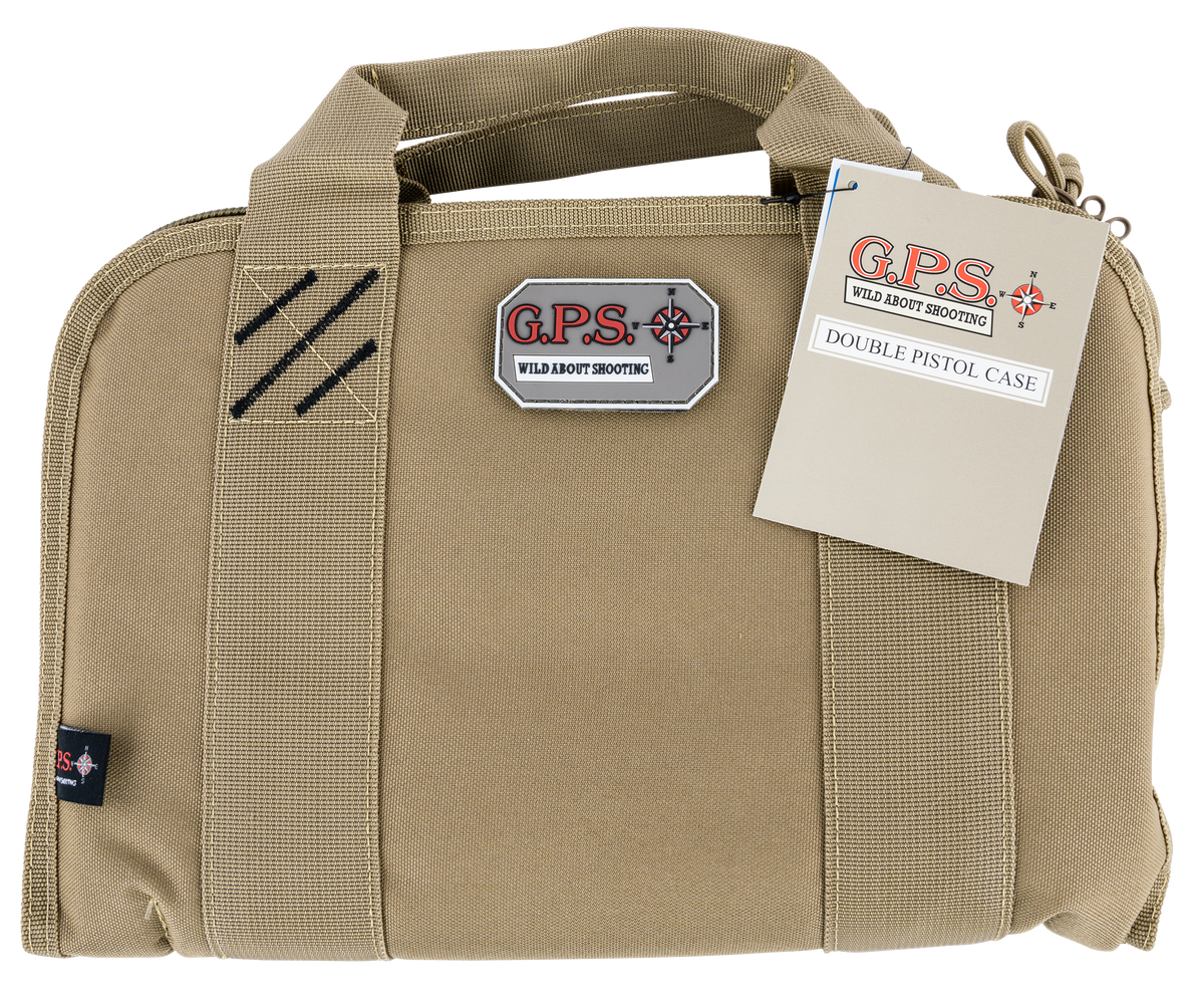 G*Outdoors GPS-1308PCT Double Pistol Case Tan Nylon 1-2 Handguns