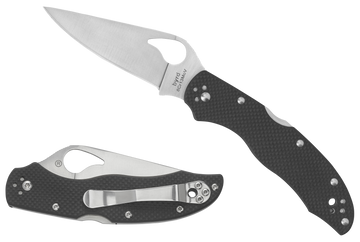 Spyderco Byrd Harrier 2 3.39" Folding Drop Point Part Serrated Stonewashed 8Cr13MoV SS Black G10 Handle