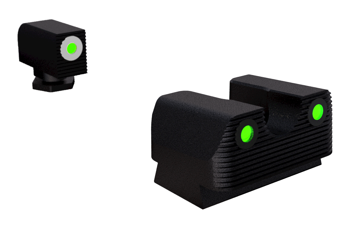 Rival Arms RA1B231G Night Sights for Glock 17/19 Green Tritium White Outline Front / Black Outline Rear
