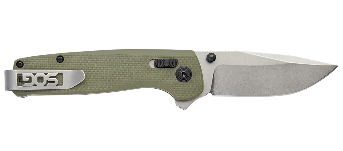 S.O.G Terminus XR 2.95" Folding Plain Clip Point D2 Steel Stonewashed Blade OD Green G10 Handle